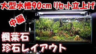 90㎝水槽リセット立上げ(中編)2/3【ADAｷｭｰﾌﾞｶﾞｰﾃﾞﾝ90series】楓葉石(珍