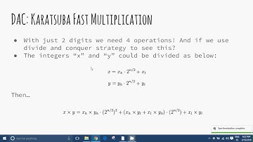 Algorithms: 2.3.1 A Divide and Conquer Karatsuba