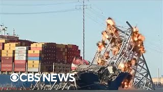 Baltimore bridge demolition, removal from Dali cargo ship | full video