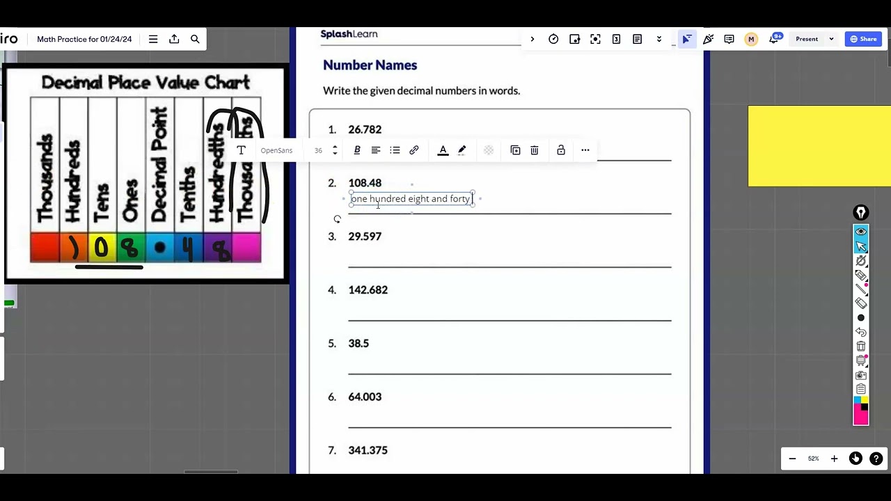 Learn on your own 5th grade Math - decimal word form