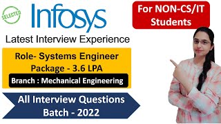 Latest Infosys Interview Experience | Non-CS/IT | 11th March 2022 | Systems Engineer Role | Selected