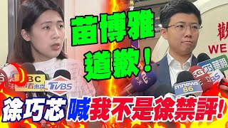 喊'我不是徐禁評!'徐巧芯點名'苗博雅':向我跟于美人'道歉'!攻擊IP來自'彰化圖書館'?徐巧芯:不該變成'網軍發源地'