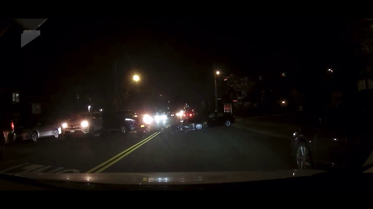 Speeding Car Overtakes And Crashes Into Parked Vehicles On Street - YouTube