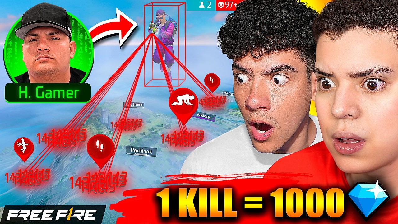 ¡LE DAMOS 1,000 DIAMANTES POR KILL A UN HACKER EN FREE FIRE !! *FINAL INESPERADO* CON DONATO !!! 😭💎