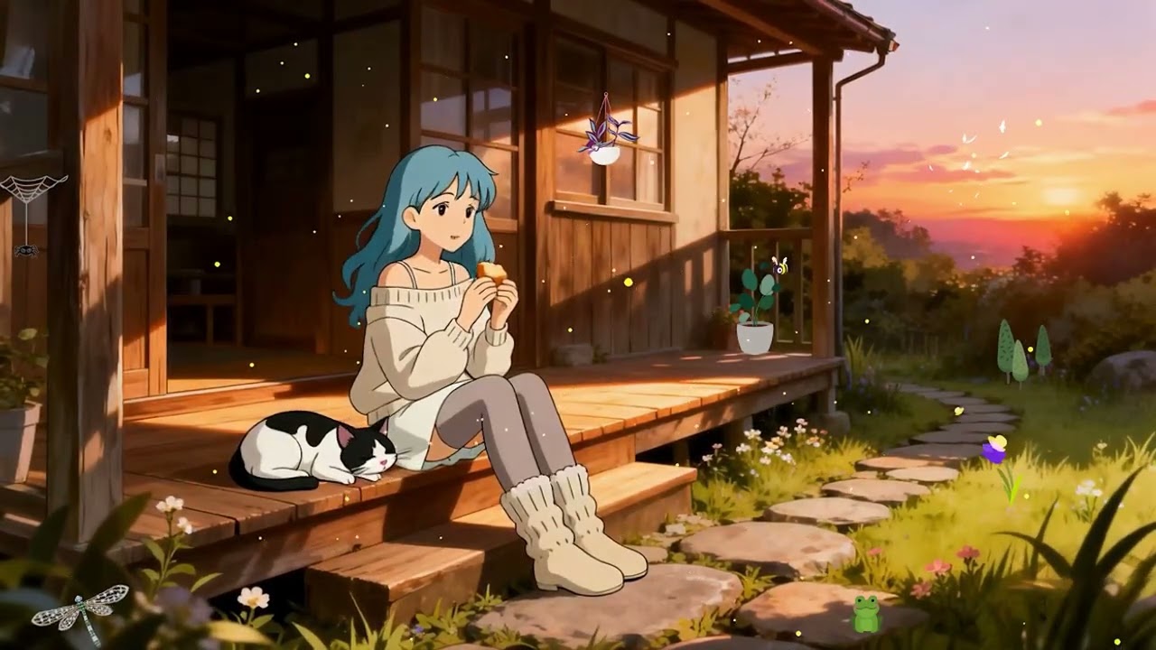 Aomi’s Sunset Porch Snack 🥖 Chill Lofi Beats for Study & Relaxation 🌅 Nostalgic Golden Hour