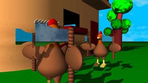 Invasion of diabolic chickens - POV-Ray animation