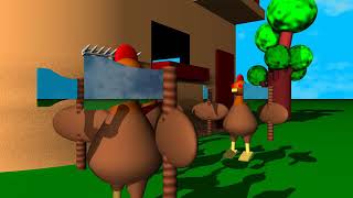 Invasion of diabolic chickens - POV-Ray animation