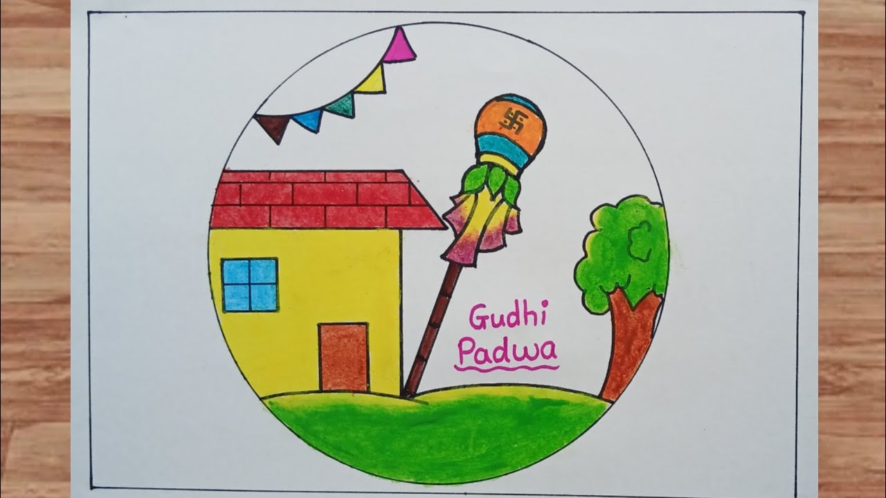Gudhi Padwa Drawing / Gudhi Padwa Special easy drawing / Happy Gudhi Padwa Drawing #gudhipadwa2026