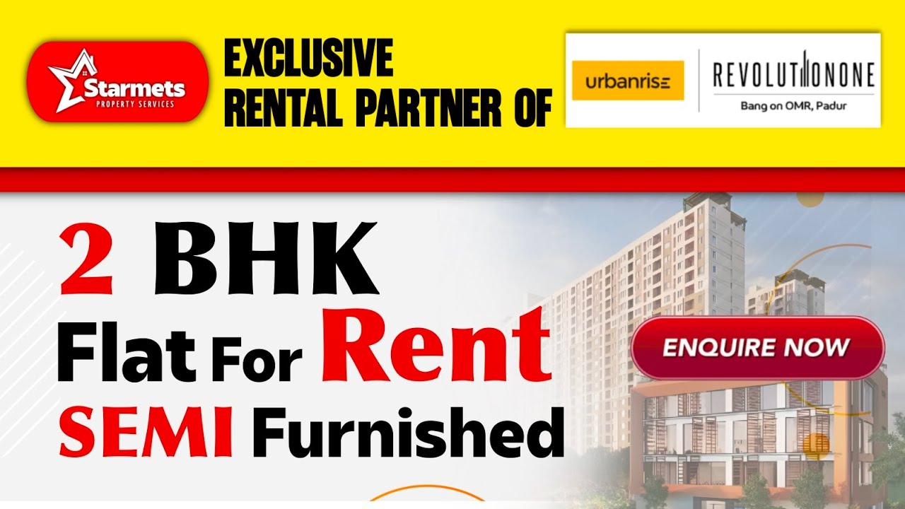 2 BHK Flat for Rent @OMR | Urbanrise Revolution One | Next Gen Amenities & Rooftop | Semi Furnished