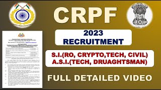 Crpf Si U0026 Asi Recruitment 2023  Sub Inspector U0026 Asst Sub Inspector In Crpf