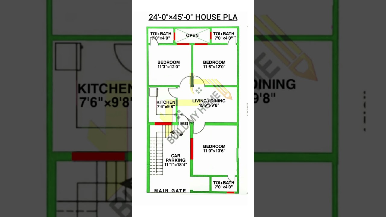 24 x 45 house design/ 24 x 45 house plan/ 24 x 45 ghar ka naksha/ 
