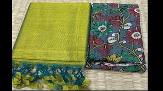 Plain Saree With Contrast Kalamkari Designer Blouse...