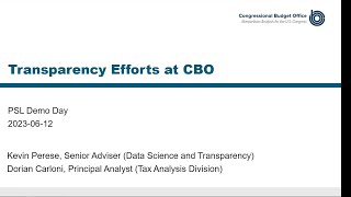 PSL Demo Day 45: CBO's Open Source Modeling