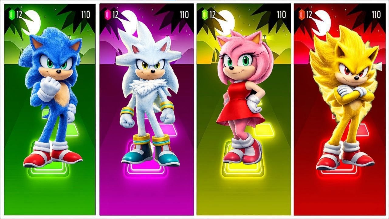 Sonic Characters Speed Battle ⚡️ Tiles Hop EDM | Sonic vs Knuckles vs Amy Rose