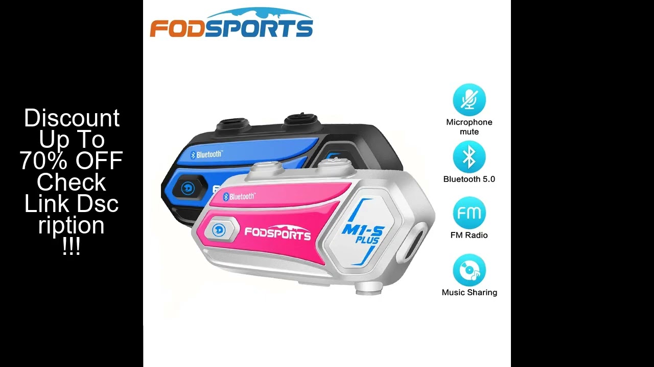 2Pcs Fodsports M1-S Plus Motorcycle Helmet Intercom Bluetooth Headset 8 Riders Moto Interphone,Music