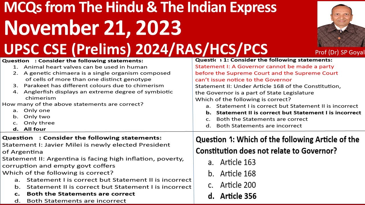 MCQs || Current Affairs || The Hindu & The Indian Express || UPSC ...