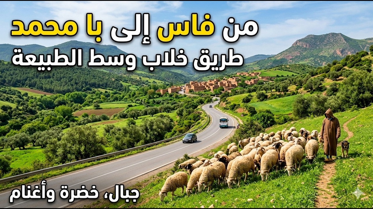 الطريق من فاس الى قرية با محمد خطورة وصعوبة الطريق و بساط طبيعي أخضر ساحر