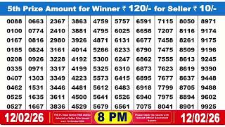 Nagaland Start Lottery Result Start Lottery Today 8pm Sambad Live 12/02/2026 Today lottery Sambad