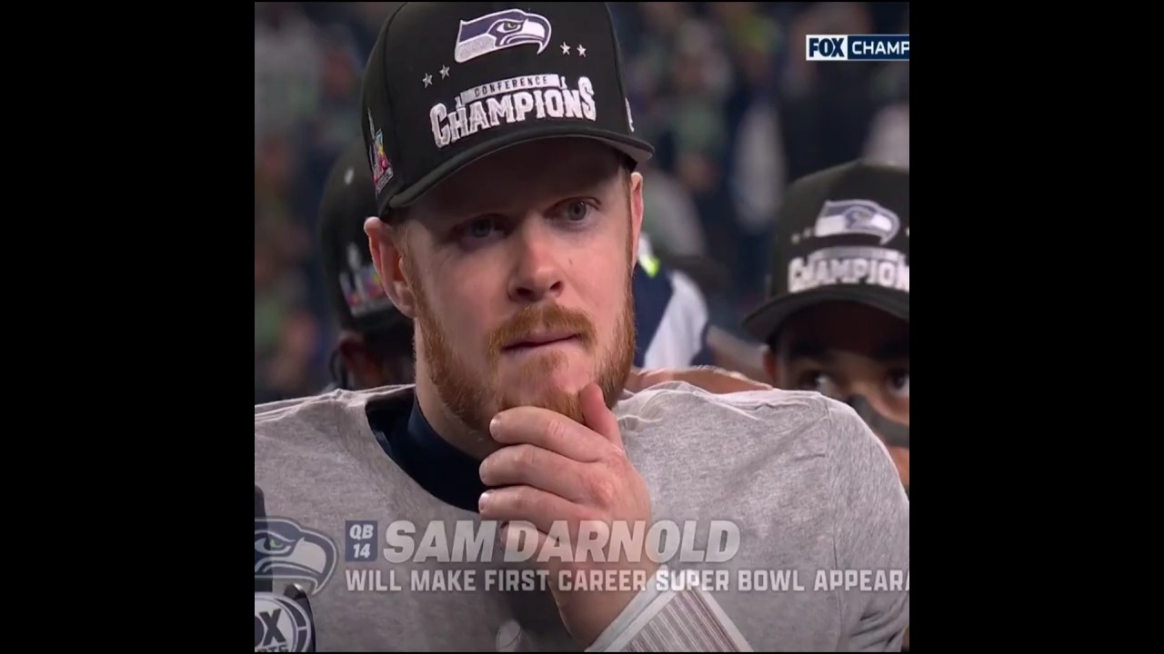 Sam Darnold is smiling all the way to Super Bowl LX. "We're here."