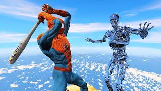Terminator VS Spiderman GTA 5 Challenge Ragdolls  ( Funny Moments | Euphoria Physics)