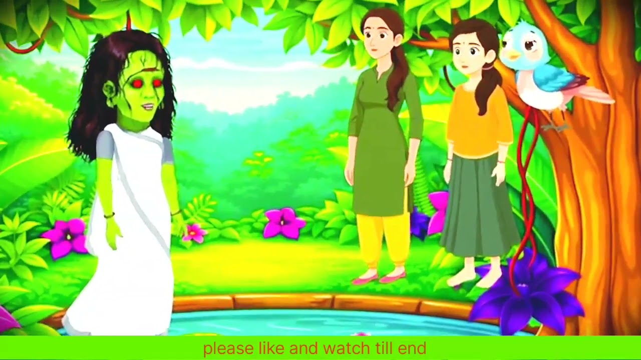 तालाब की चुडैल और दो बहने 😍। Cartoon story video। 
