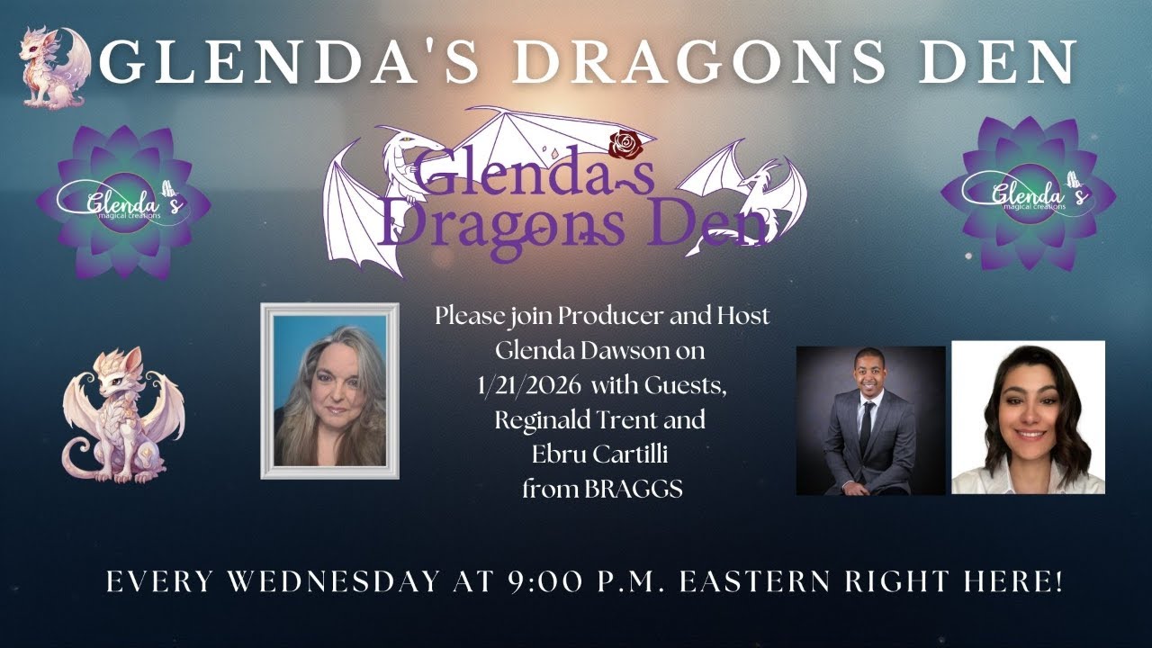 Glenda's Dragons Den with guests,  Reginald Trent Braggs and Ebru Cartilli