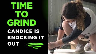 Majek Red Fish Line 18’ Rebuild Video-6 Sanding Off The Bad Spots.