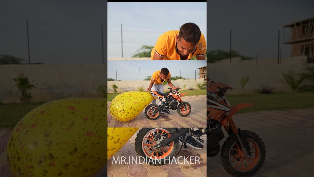 Monster Balloon vs 50cc Mini Bike -Mr Indian hacker 