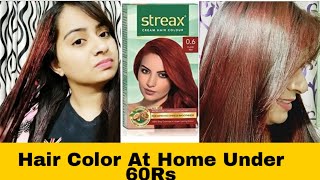 Streax hAir Colour At Home Under 60 Rs.. .!! Streax Red Hair Color Transformation !!!