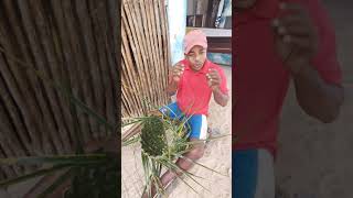How its made a coconut leaves bin in Zanzibar