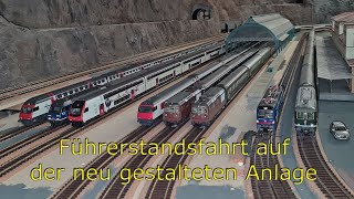 Führerstandsfahrt über die neu gestaltete Anlage mit viel schweizer Rollmaterial  Trainaction pur