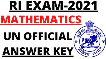 RI EXAM 2021 I MATHEMATICS QUESTION PAPER I I OFFICIAL ANSWER KEY IRI EXAM ANSWER KEY IRI EXAM MATH