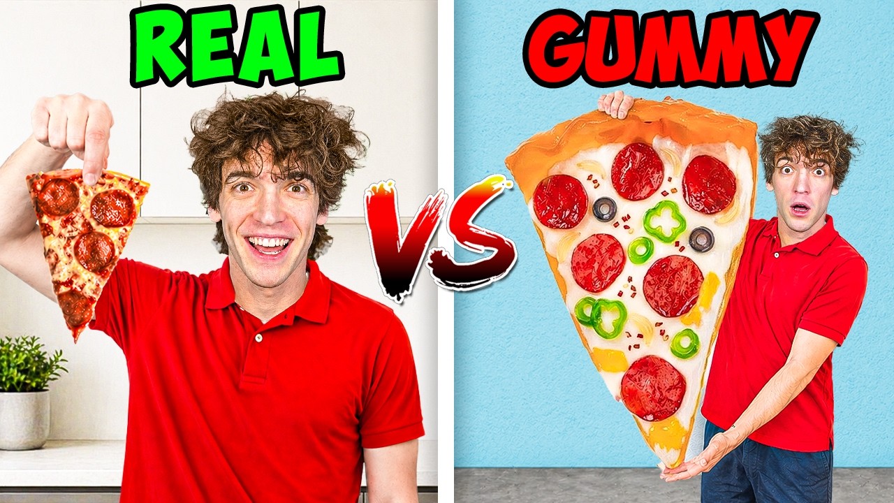 Eating GUMMY Vs REAL Food Challenge!