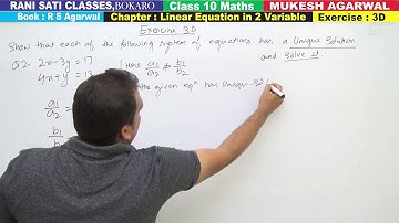 Class 10 Maths (Ex 3D Q2) Linear Equation in 2 Variable (R S Agarwal 2019)
