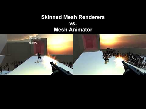 Unity Engine SkinnedMeshRenderer vs. MeshAnimator (2000 zombies)