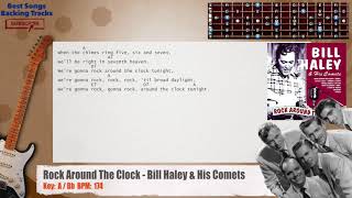 Video thumbnail of "🎸 Rock Around The Clock - Bill Haley & His Comets Guitar Backing Track with chords and lyrics"