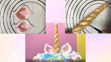 How to make unicorn horn and ear with fondant | Unicorn horn and ears with fondant tutorial