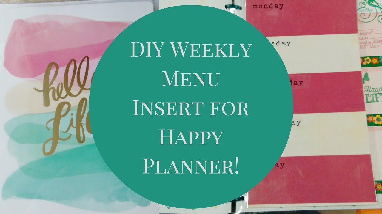 DIY Happy Planner Reusable Weekly Menu Insert! Dry Erase - YouTube