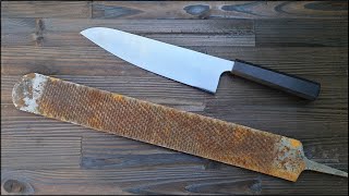 Making kitchen knife from farriers rasp.