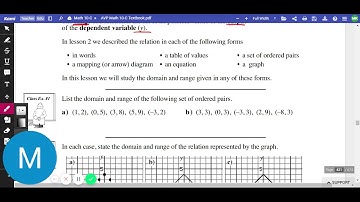 Math 10-C Unit 4 Lesson 4 - Domain and Range (Part 1)