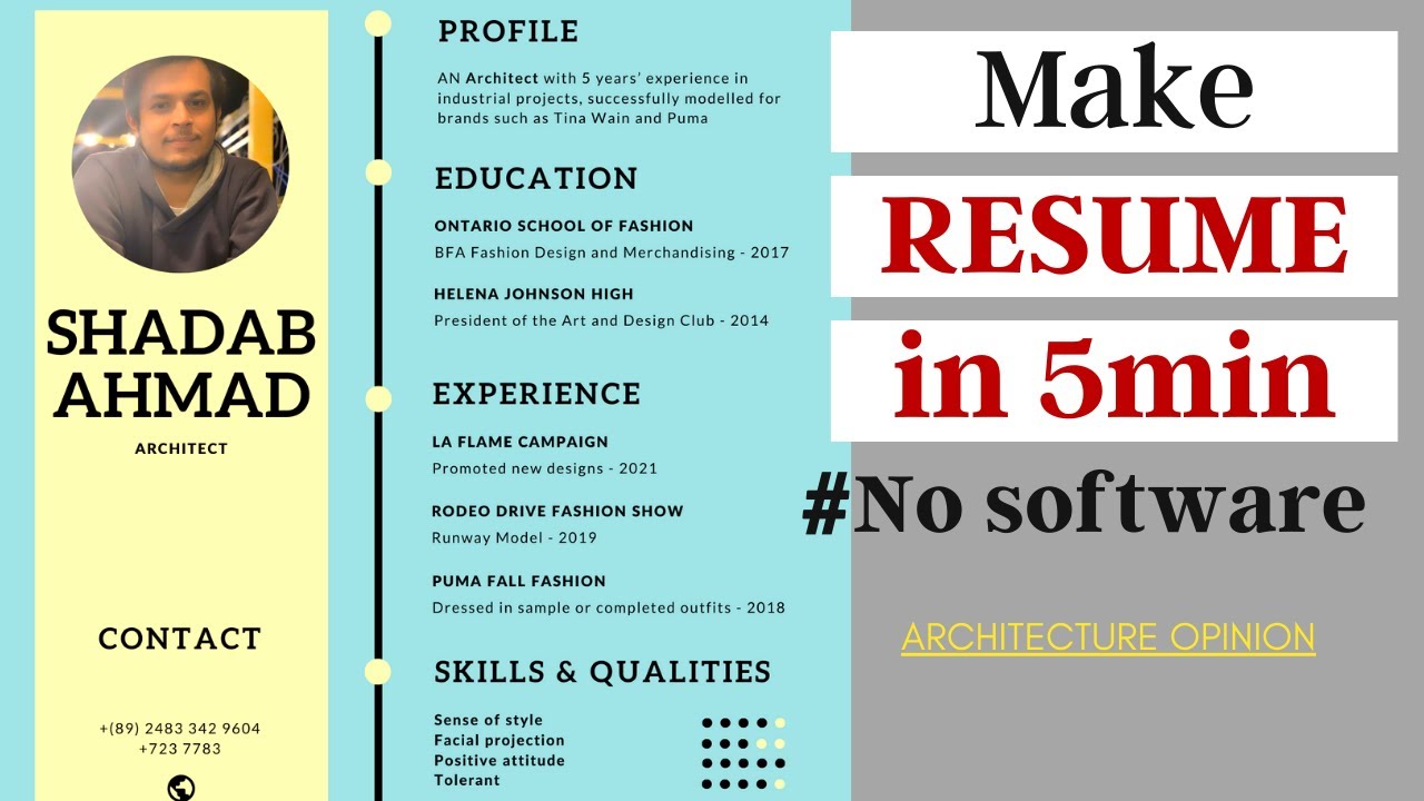 How To Make Architectural Resume in 5min No Software Required