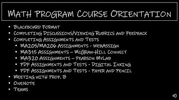 Math Program Course Orientation