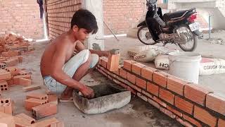 Excellent work Step by step How To Install Good Bricks Wall of Building House.