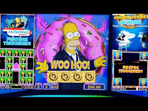 The Simpsons Slot Machine $6 Max Bet BONUS ★SIMPSONS ALL FEATURES WON ★ | Live Slot Play w/NG Slot