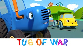 Tug Of War - Blue Tractor On Playground - Kids Songs Cartoons