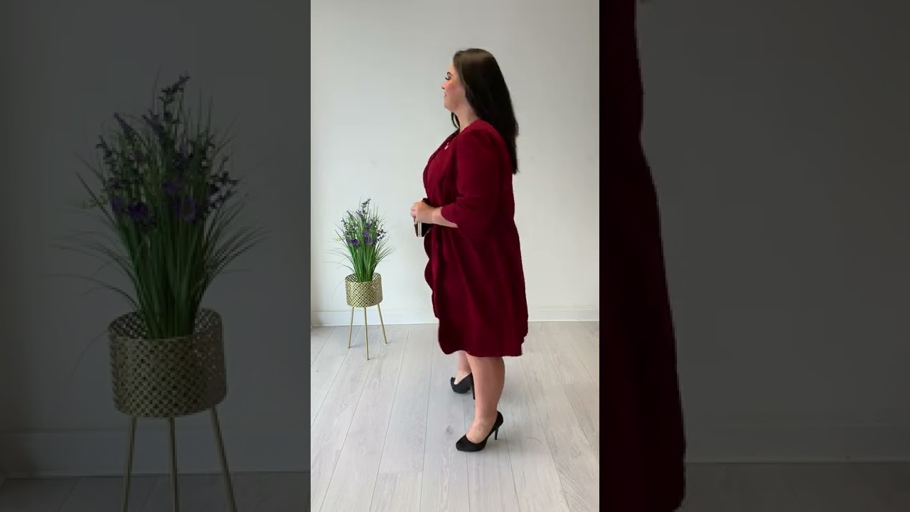 Deep Red Scalloped Edge Dress and Jacket - Tempted16to28