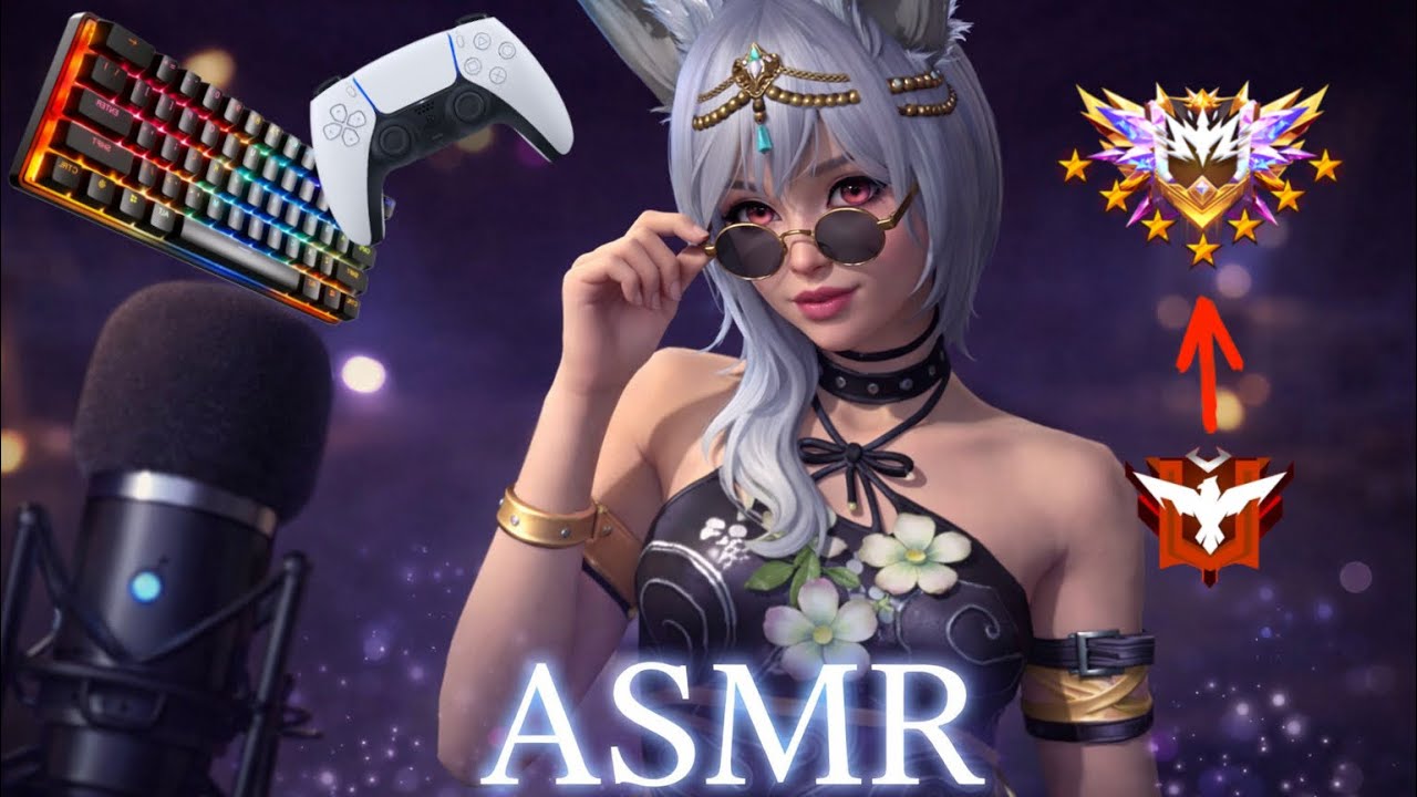 🫶ASMR Free Fire Gameplay 🎮 | ⌨️Keyboard & Controller Sounds | Soft Girl😉 Voice | Booyah🎯