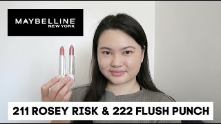 Maybelline Cream Lipstick 211 Rosey Risk & 222 Flush Punch Review +  Swatches | Tracey Violet - YouTube