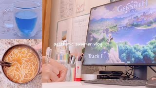 aesthetic summer vlog || ramen, jello, genshin, chill study with me with relaxing music