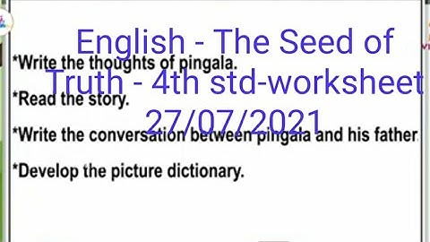 English - 4 std - English-worksheet - 27 / 7/ 20 21